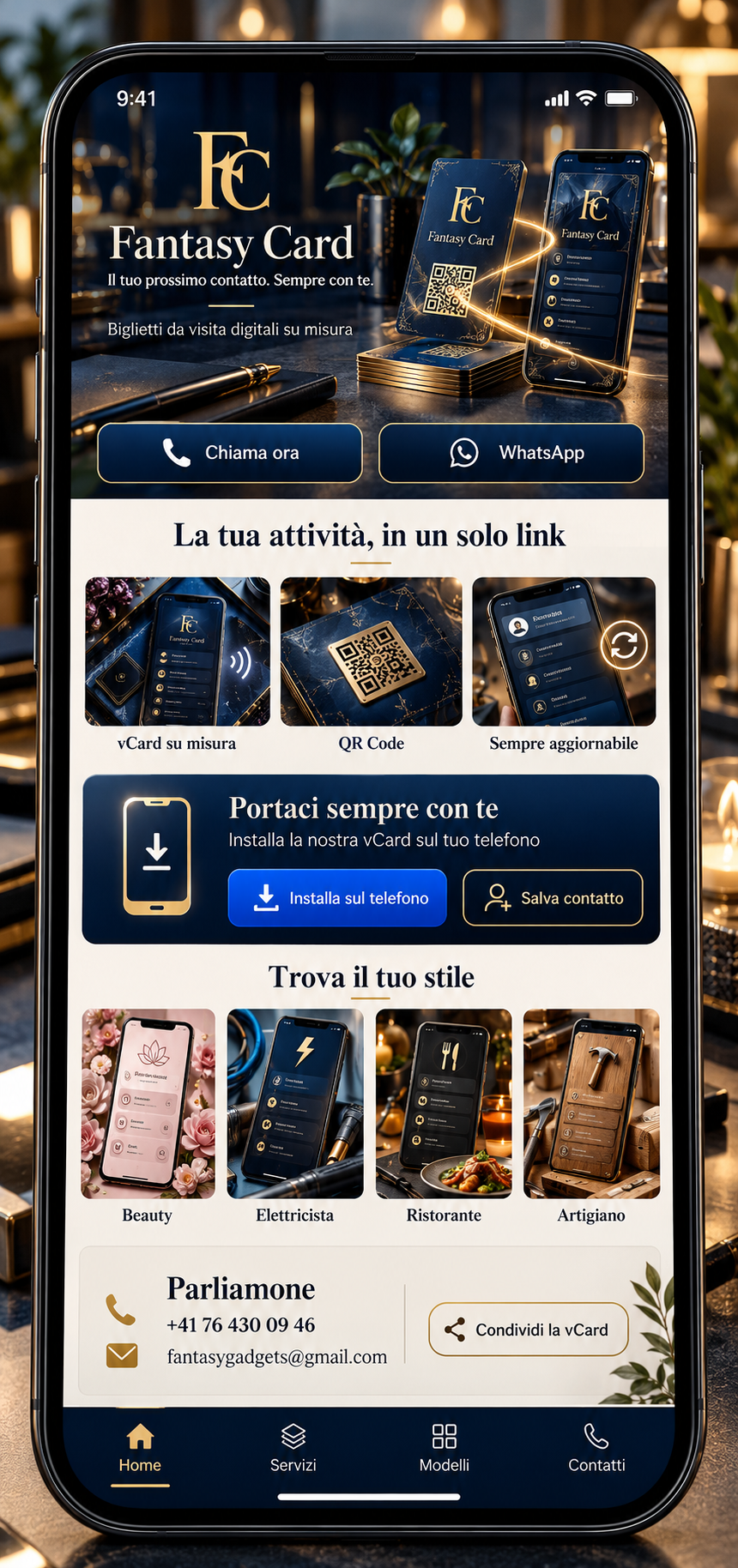 vCard su misura